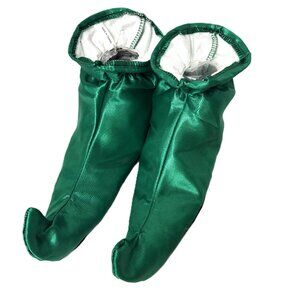 Christmas Holiday Elf Soft Green Satin Slippers  Costume Cosplay Adult  NWT